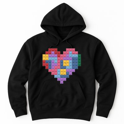 Valentines Day Blocks Pixelated Heart Bricks Hoodie