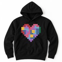 Valentines Day Blocks Pixelated Heart Bricks Hoodie