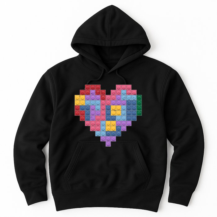 Valentines Day Blocks Pixelated Heart Bricks Hoodie
