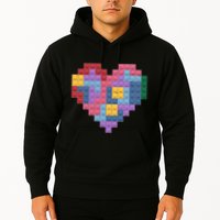 Valentines Day Blocks Pixelated Heart Bricks Hoodie