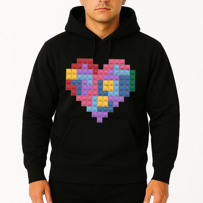 Valentines Day Blocks Pixelated Heart Bricks Hoodie