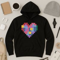Valentines Day Blocks Pixelated Heart Bricks Hoodie
