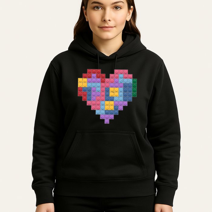 Valentines Day Blocks Pixelated Heart Bricks Hoodie