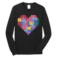 Valentines Day Blocks Pixelated Heart Bricks Long Sleeve Shirt