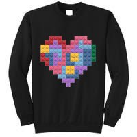 Valentines Day Blocks Pixelated Heart Bricks Sweatshirt