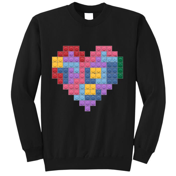 Valentines Day Blocks Pixelated Heart Bricks Sweatshirt