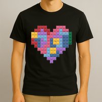Valentines Day Blocks Pixelated Heart Bricks T-Shirt