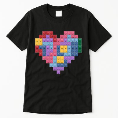 Valentines Day Blocks Pixelated Heart Bricks Tall T-Shirt