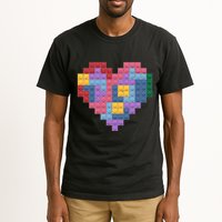 Valentines Day Blocks Pixelated Heart Bricks Tall T-Shirt