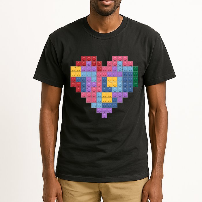Valentines Day Blocks Pixelated Heart Bricks Tall T-Shirt