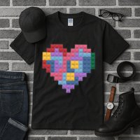 Valentines Day Blocks Pixelated Heart Bricks Tall T-Shirt