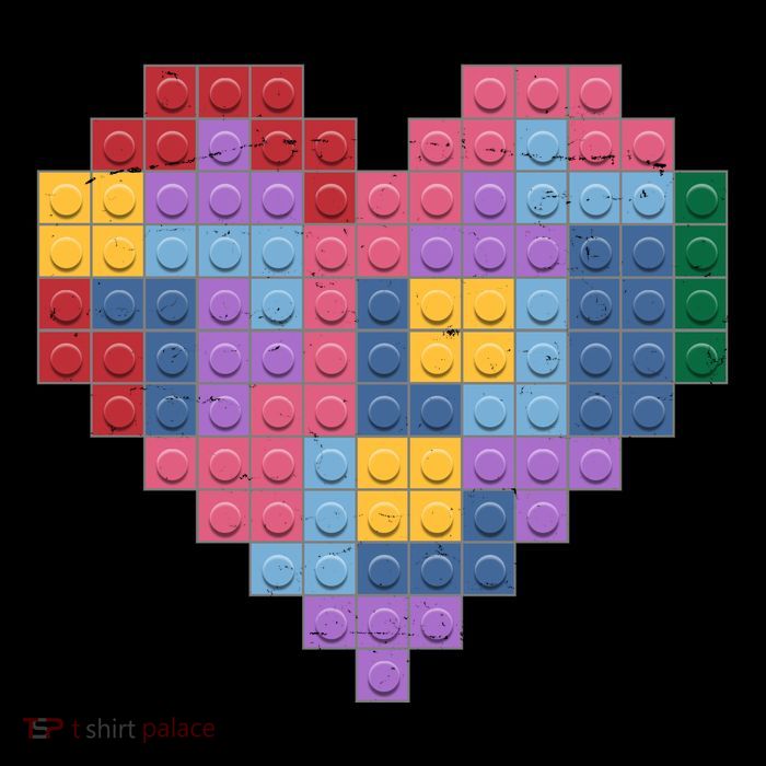 Valentines Day Blocks Pixelated Heart Bricks Tall T-Shirt