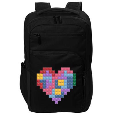Valentines Day Blocks Pixelated Heart Bricks Impact Tech Backpack