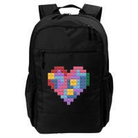 Valentines Day Blocks Pixelated Heart Bricks Backpack