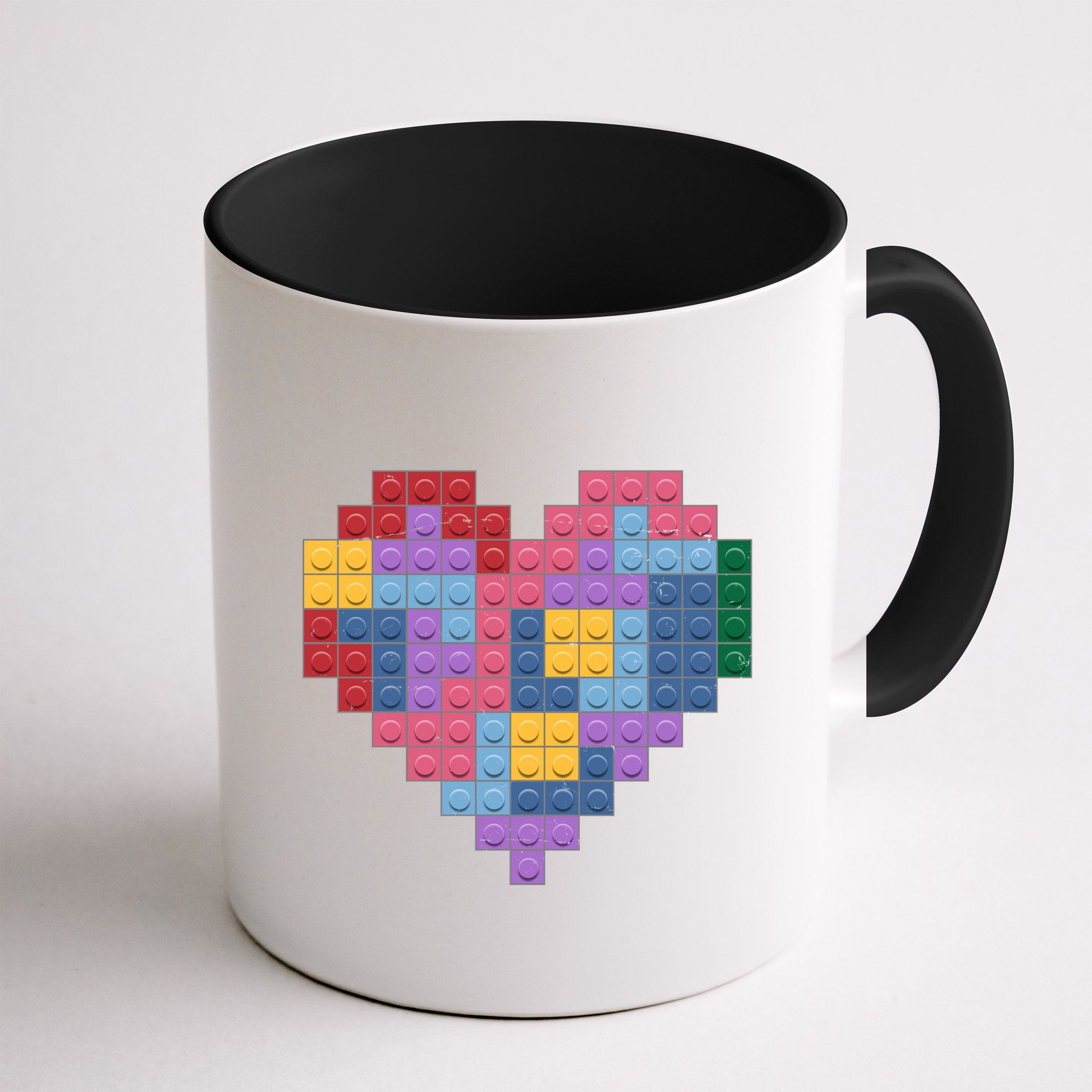 Valentines Day Blocks Pixelated Heart Bricks Mug