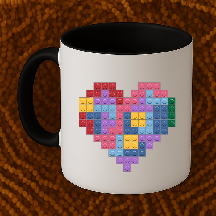 Valentines Day Blocks Pixelated Heart Bricks Mug