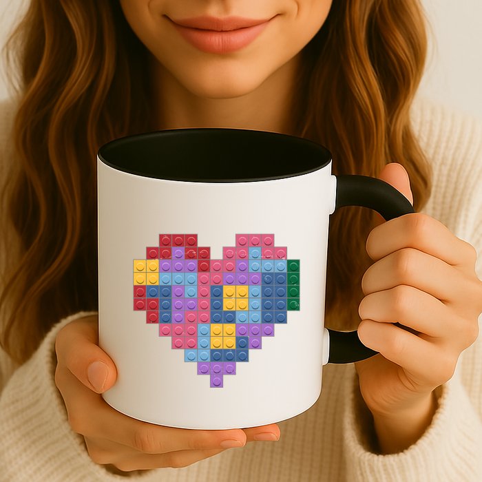Valentines Day Blocks Pixelated Heart Bricks Mug