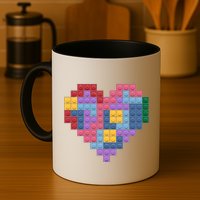 Valentines Day Blocks Pixelated Heart Bricks Mug
