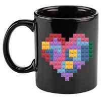 Valentines Day Blocks Pixelated Heart Bricks 11oz C Handle Ceramic Mug