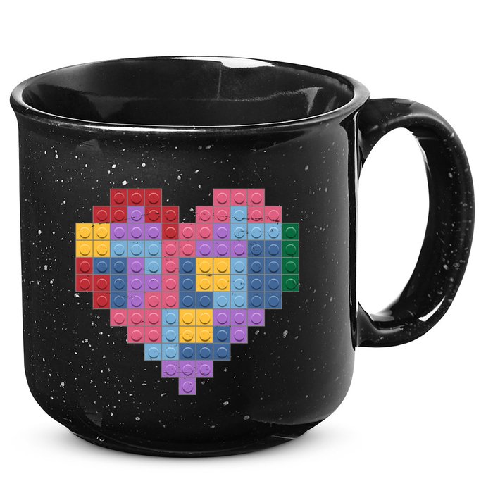 Valentines Day Blocks Pixelated Heart Bricks 15oz Campfire Ceramic Mug
