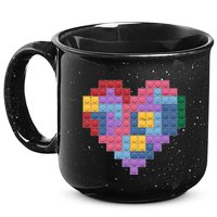 Valentines Day Blocks Pixelated Heart Bricks 15oz Campfire Ceramic Mug