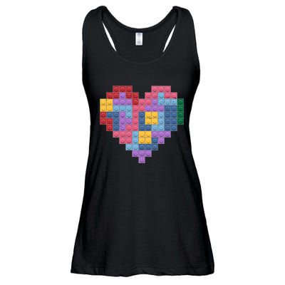 Valentines Day Blocks Pixelated Heart Bricks Ladies Essential Flowy Tank