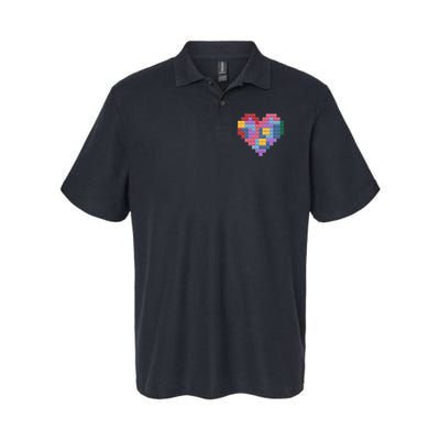 Valentines Day Blocks Pixelated Heart Bricks Polo