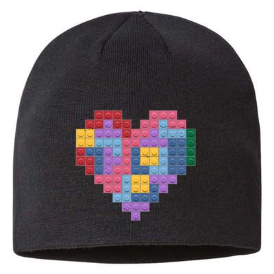 Valentines Day Blocks Pixelated Heart Bricks Sustainable Beanie