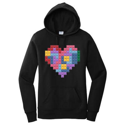 Valentines Day Blocks Pixelated Heart Bricks Women's Pullover Hoodie
