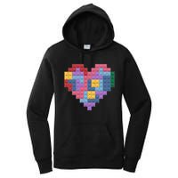 Valentines Day Blocks Pixelated Heart Bricks Women's Pullover Hoodie