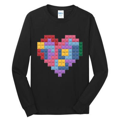 Valentines Day Blocks Pixelated Heart Bricks Tall Long Sleeve T-Shirt