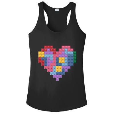 Valentines Day Blocks Pixelated Heart Bricks Ladies PosiCharge Competitor Racerback Tank
