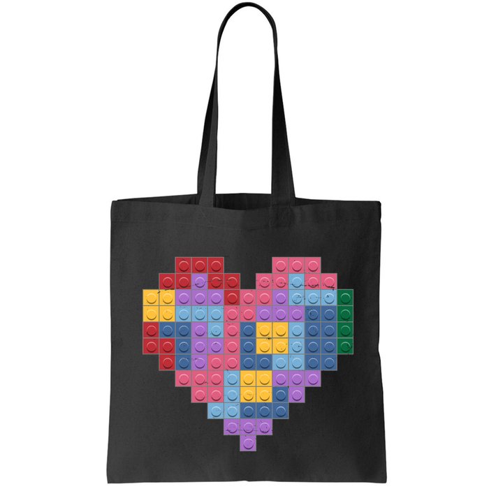 Valentines Day Blocks Pixelated Heart Bricks Bag