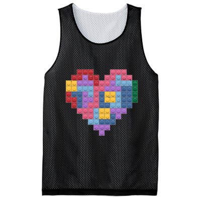 Valentines Day Blocks Pixelated Heart Bricks Mesh Reversible Basketball Jersey Tank
