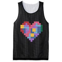 Valentines Day Blocks Pixelated Heart Bricks Mesh Reversible Basketball Jersey Tank