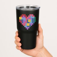 Valentines Day Blocks Pixelated Heart Bricks Tumbler