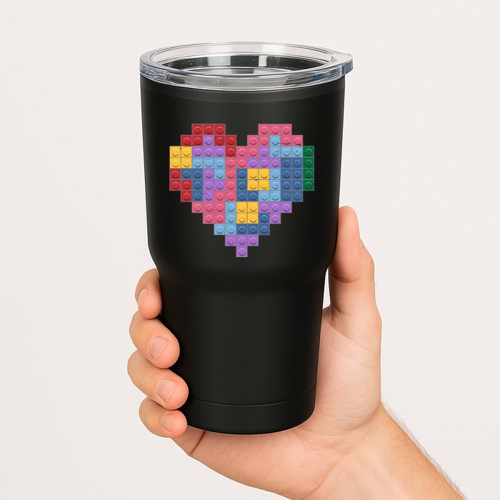 Valentines Day Blocks Pixelated Heart Bricks Tumbler