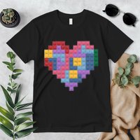 Valentines Day Blocks Pixelated Heart Bricks Premium T-Shirt