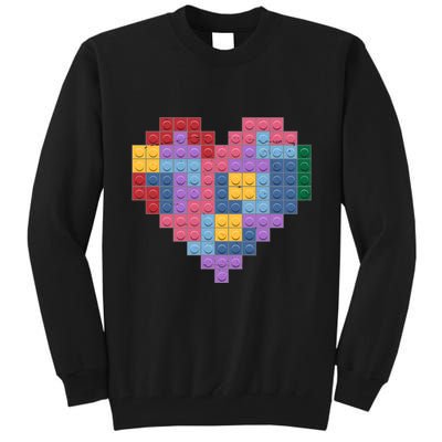 Valentines Day Blocks Pixelated Heart Bricks Tall Sweatshirt