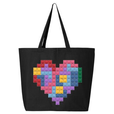 Valentines Day Blocks Pixelated Heart Bricks 25L Jumbo Tote