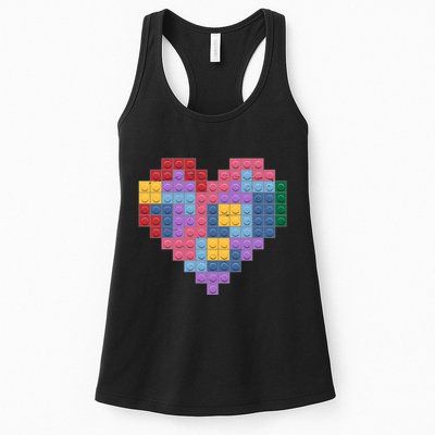 Valentines Day Blocks Pixelated Heart Bricks Womens Tank Top
