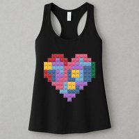 Valentines Day Blocks Pixelated Heart Bricks Womens Tank Top