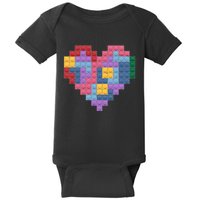 Valentines Day Blocks Pixelated Heart Bricks Baby Bodysuit
