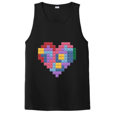 Valentines Day Blocks Pixelated Heart Bricks PosiCharge Competitor Tank
