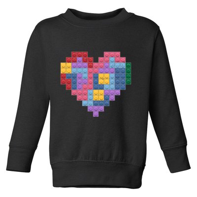 Valentines Day Blocks Pixelated Heart Bricks Toddler Sweatshirt