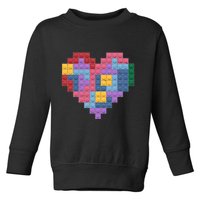 Valentines Day Blocks Pixelated Heart Bricks Toddler Sweatshirt