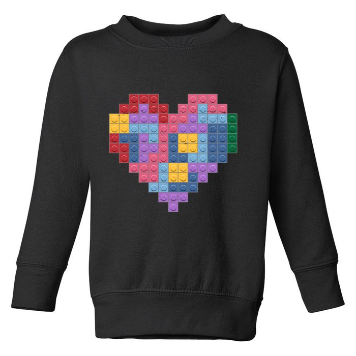Valentines Day Blocks Pixelated Heart Bricks Toddler Sweatshirt