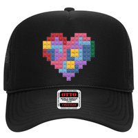 Valentines Day Blocks Pixelated Heart Bricks Trucker Hat