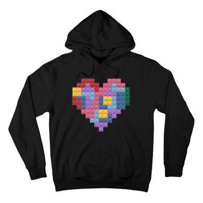 Valentines Day Blocks Pixelated Heart Bricks Tall Hoodie