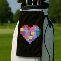 Valentines Day Blocks Pixelated Heart Bricks Golf Towel